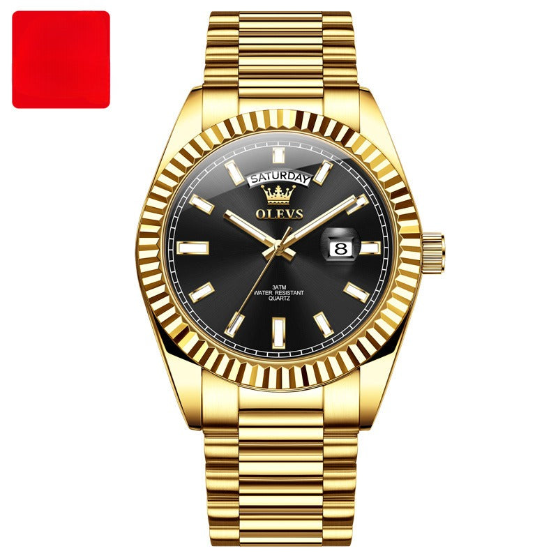 Luminous Waterproof Business Steel Belt Wrist Watch
